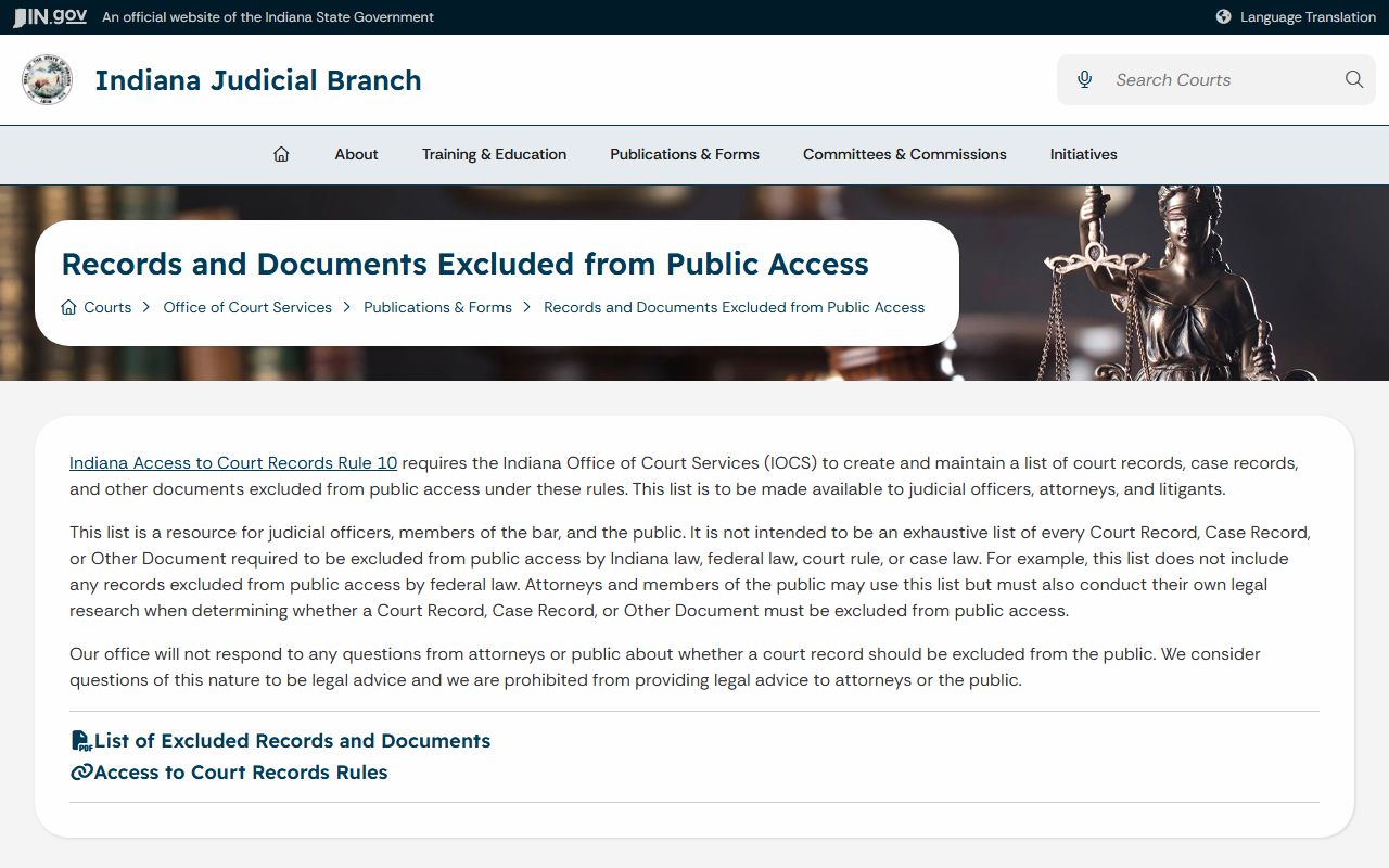 Perry County court records excluded records access list
