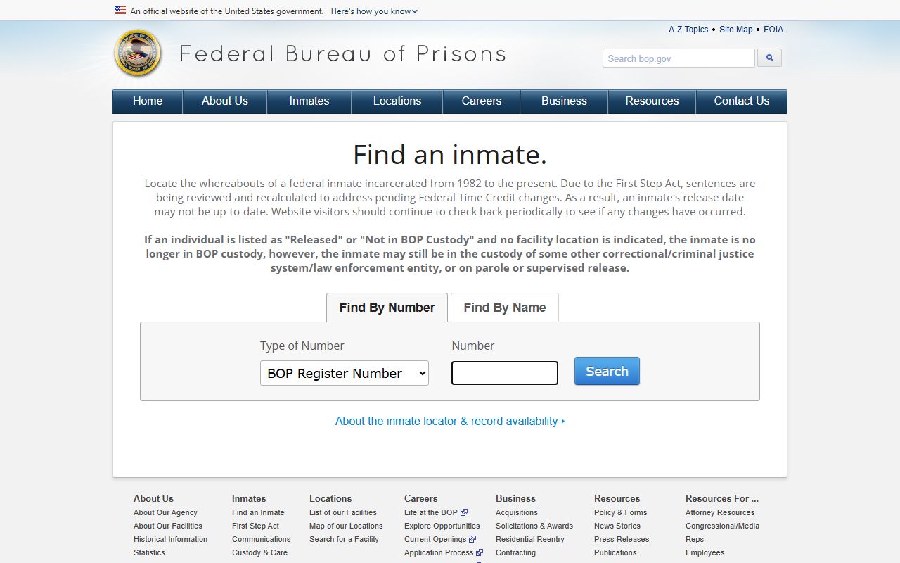 Perry County inmate records Federal Bureau of Prisons locator
